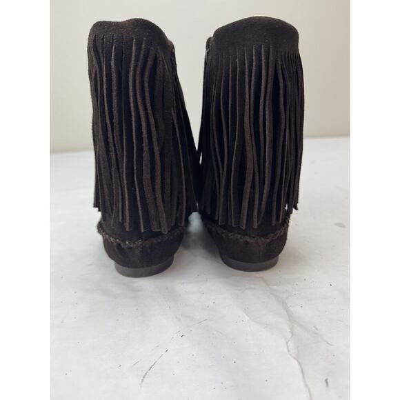 Gap Women's Brown Suede Fringe Moccasin Ankle Boots Boho Western Style Size 7 - Picture 5 of 9